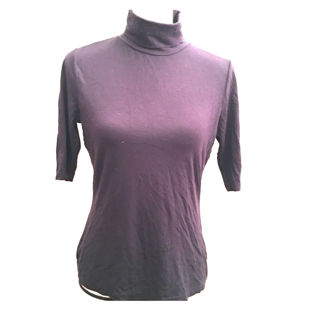 Stretchy turtleneck t shirt navy blue medium